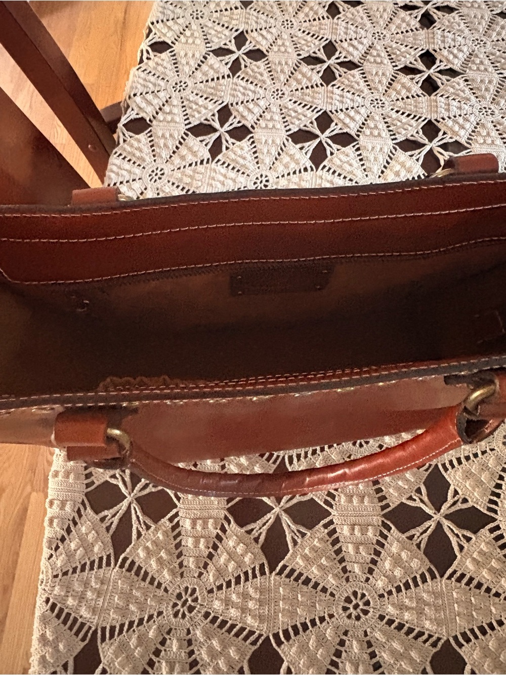 Patricia Nash Cognac Leather Shoulder Tote with Stud Trim - Picture 3 of 16